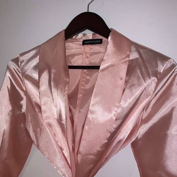 Pretty Little Thing Pink Satin Wrap Dress - Picture 3 of 4